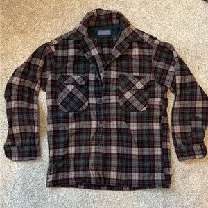 Pendleton Men’s Brown Multi Plaid Wool button down, size S